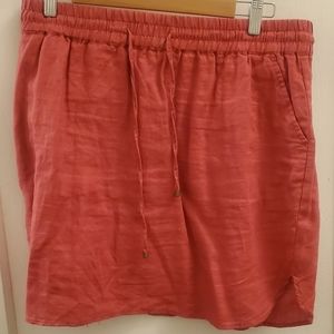 Coral linen skirt